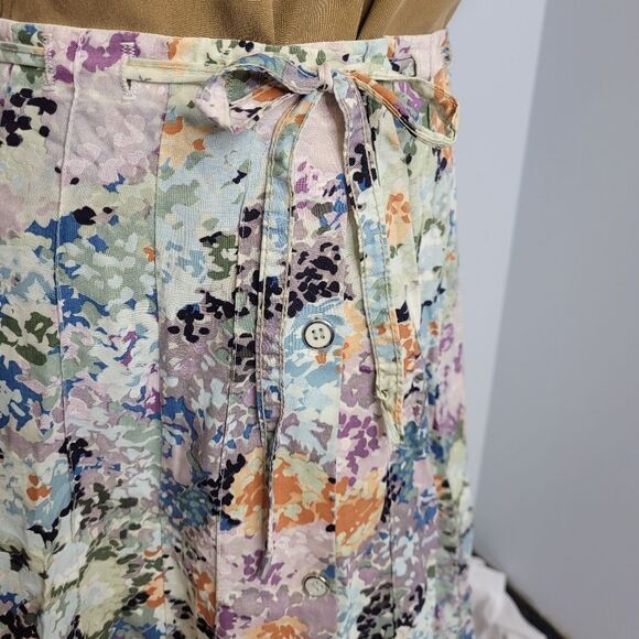 VINTAGE skirt tiny floral cottagecore button drawstring M - Picture 4 of 9